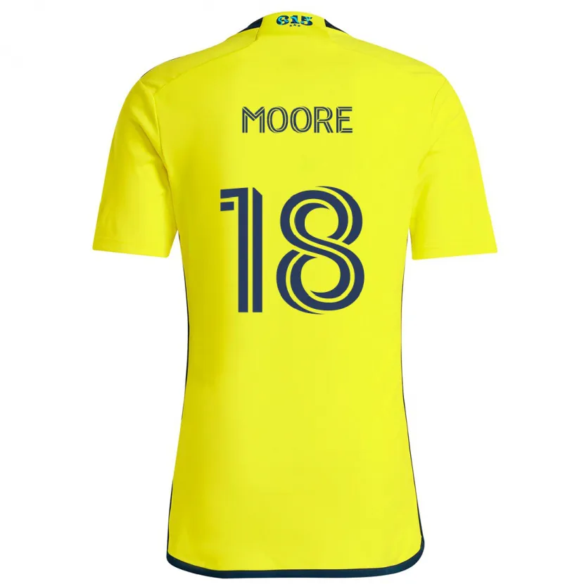 Danxen Enfant Maillot Shaq Moore #18 Jaune Bleu Tenues Domicile 2024/25 T-Shirt