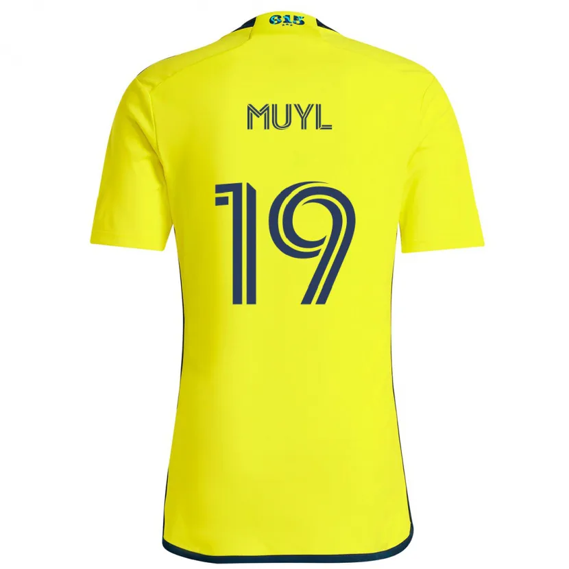 Danxen Enfant Maillot Alex Muyl #19 Jaune Bleu Tenues Domicile 2024/25 T-Shirt