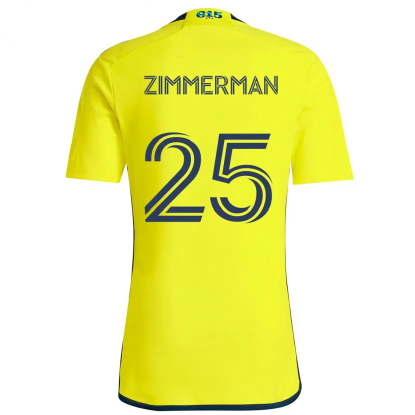 Danxen Enfant Maillot Walker Zimmerman #25 Jaune Bleu Tenues Domicile 2024/25 T-Shirt