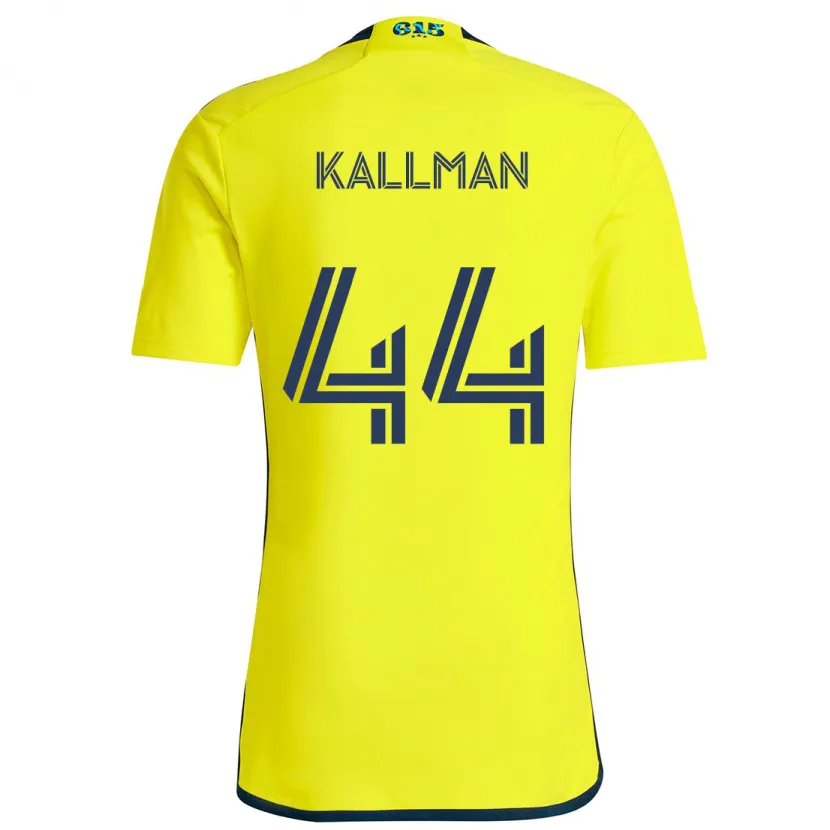 Danxen Enfant Maillot Brent Kallman #44 Jaune Bleu Tenues Domicile 2024/25 T-Shirt