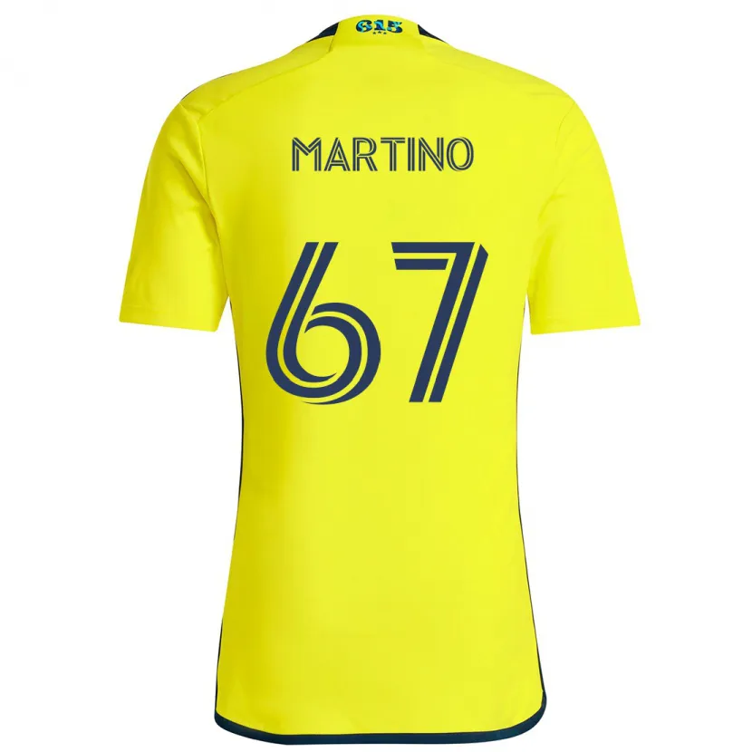 Danxen Enfant Maillot Ben Martino #67 Jaune Bleu Tenues Domicile 2024/25 T-Shirt