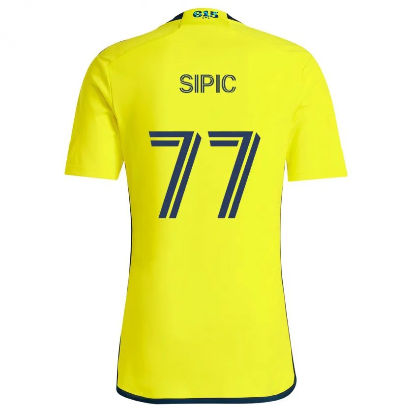 Danxen Enfant Maillot Adem Sipić #77 Jaune Bleu Tenues Domicile 2024/25 T-Shirt