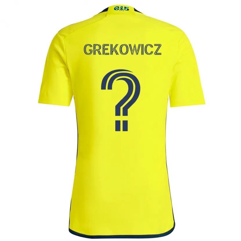 Danxen Enfant Maillot Jacob Grekowicz #0 Jaune Bleu Tenues Domicile 2024/25 T-Shirt