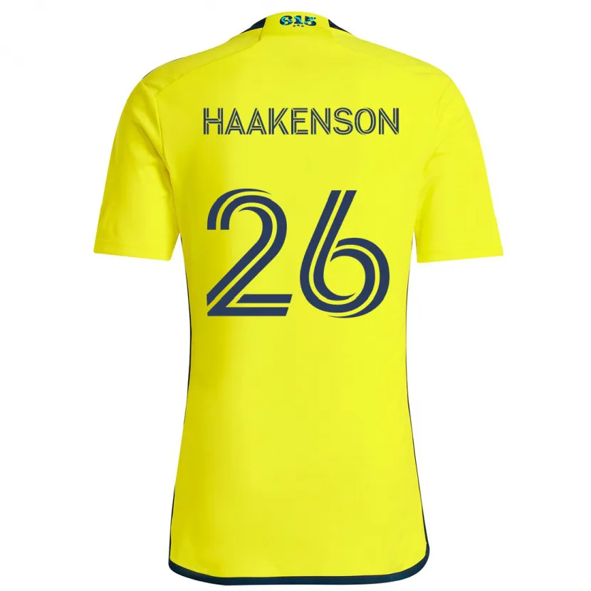 Danxen Enfant Maillot Luke Haakenson #26 Jaune Bleu Tenues Domicile 2024/25 T-Shirt