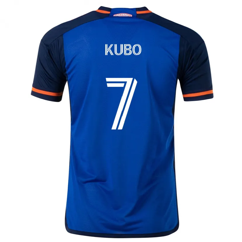 Danxen Enfant Maillot Yuya Kubo #7 Bleu Blanc Tenues Domicile 2024/25 T-Shirt