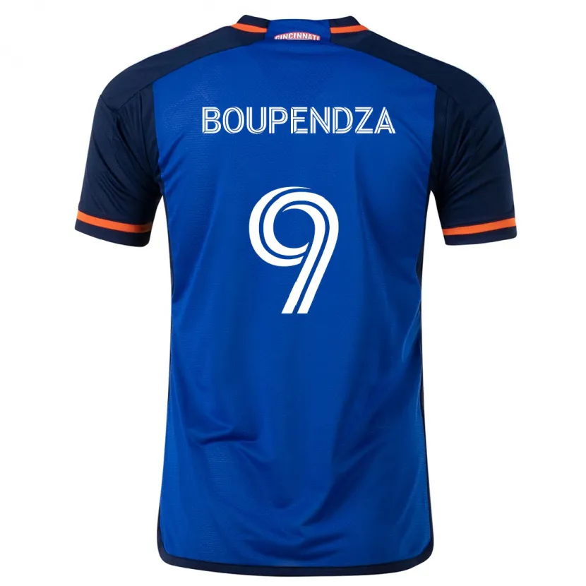 Danxen Enfant Maillot Aaron Boupendza #9 Bleu Blanc Tenues Domicile 2024/25 T-Shirt