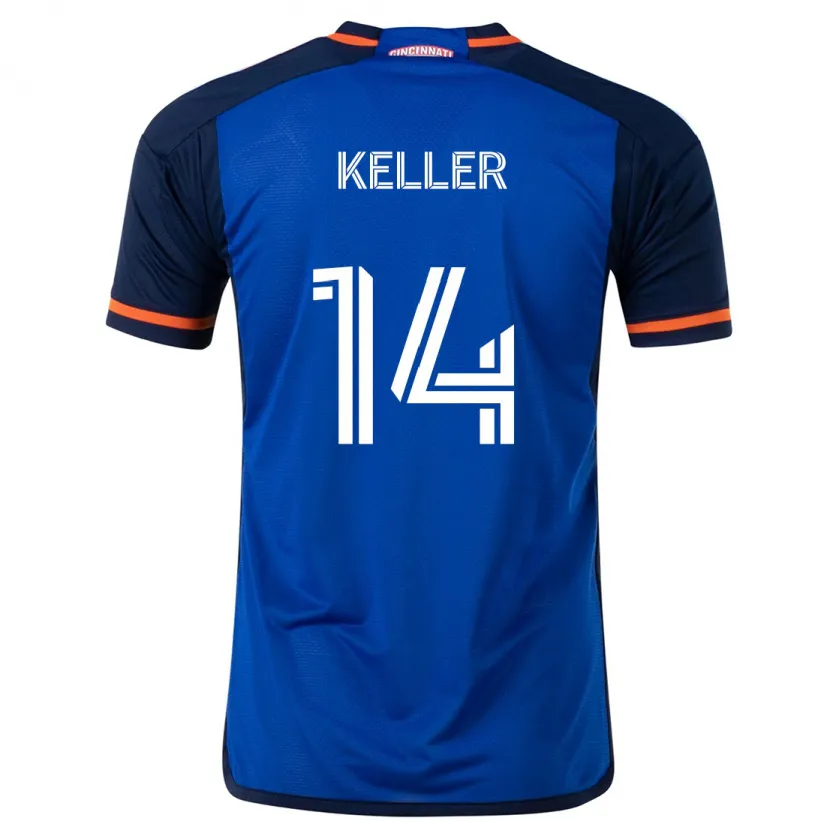 Danxen Enfant Maillot Kipp Keller #14 Bleu Blanc Tenues Domicile 2024/25 T-Shirt