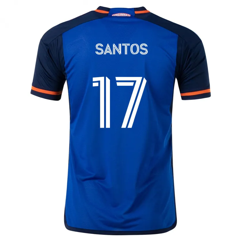 Danxen Enfant Maillot Sergio Santos #17 Bleu Blanc Tenues Domicile 2024/25 T-Shirt