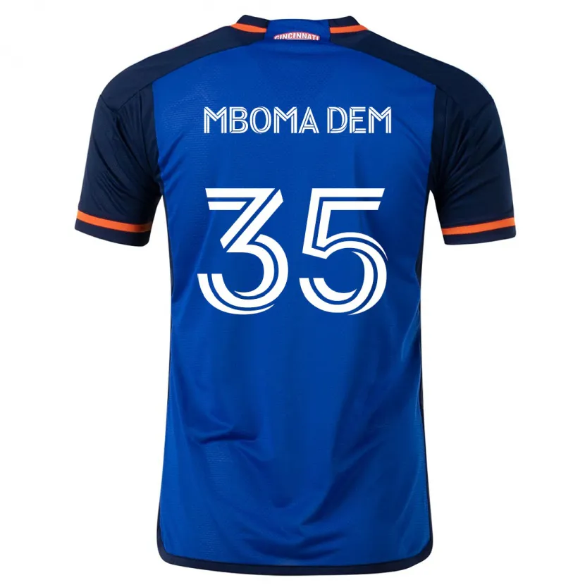 Danxen Enfant Maillot Kenji Mboma Dem #35 Bleu Blanc Tenues Domicile 2024/25 T-Shirt