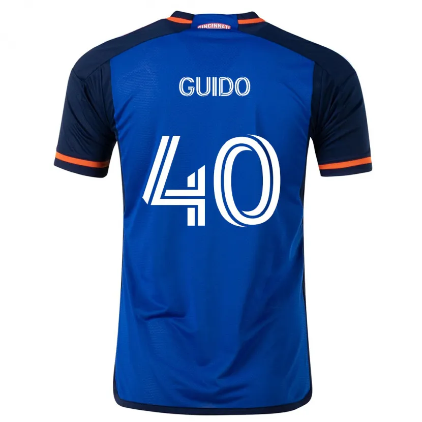 Danxen Enfant Maillot Alejandro Guido #40 Bleu Blanc Tenues Domicile 2024/25 T-Shirt