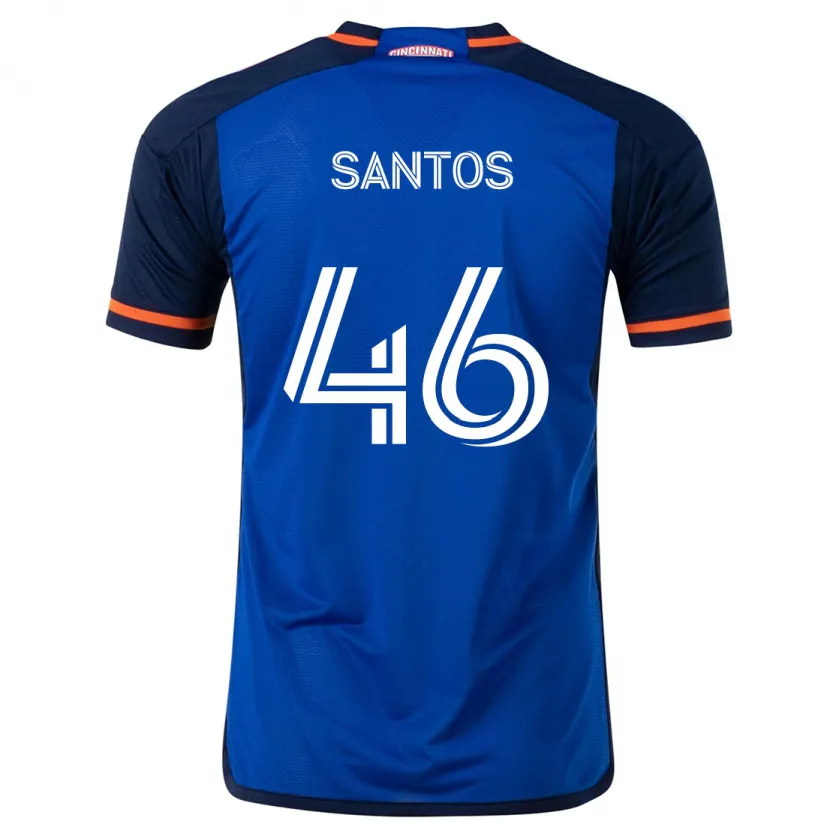 Danxen Enfant Maillot Guilherme Santos #46 Bleu Blanc Tenues Domicile 2024/25 T-Shirt