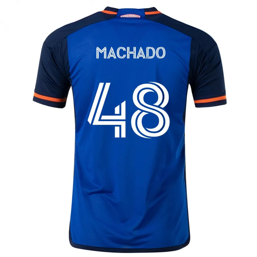 Danxen Enfant Maillot Juan Machado #48 Bleu Blanc Tenues Domicile 2024/25 T-Shirt