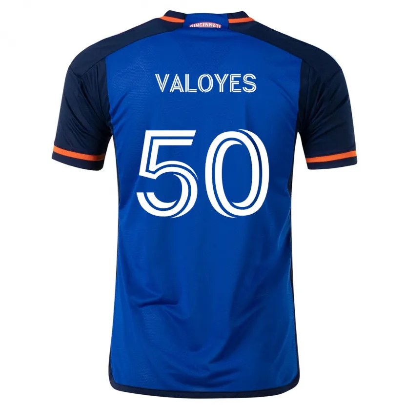 Danxen Enfant Maillot Yeiner Valoyes #50 Bleu Blanc Tenues Domicile 2024/25 T-Shirt