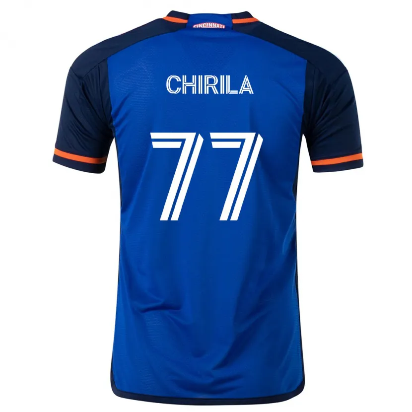 Danxen Enfant Maillot Stefan Chirila #77 Bleu Blanc Tenues Domicile 2024/25 T-Shirt