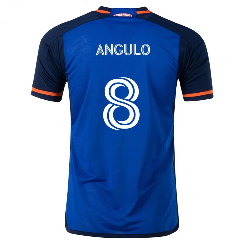 Danxen Enfant Maillot Marco Angulo #8 Bleu Blanc Tenues Domicile 2024/25 T-Shirt