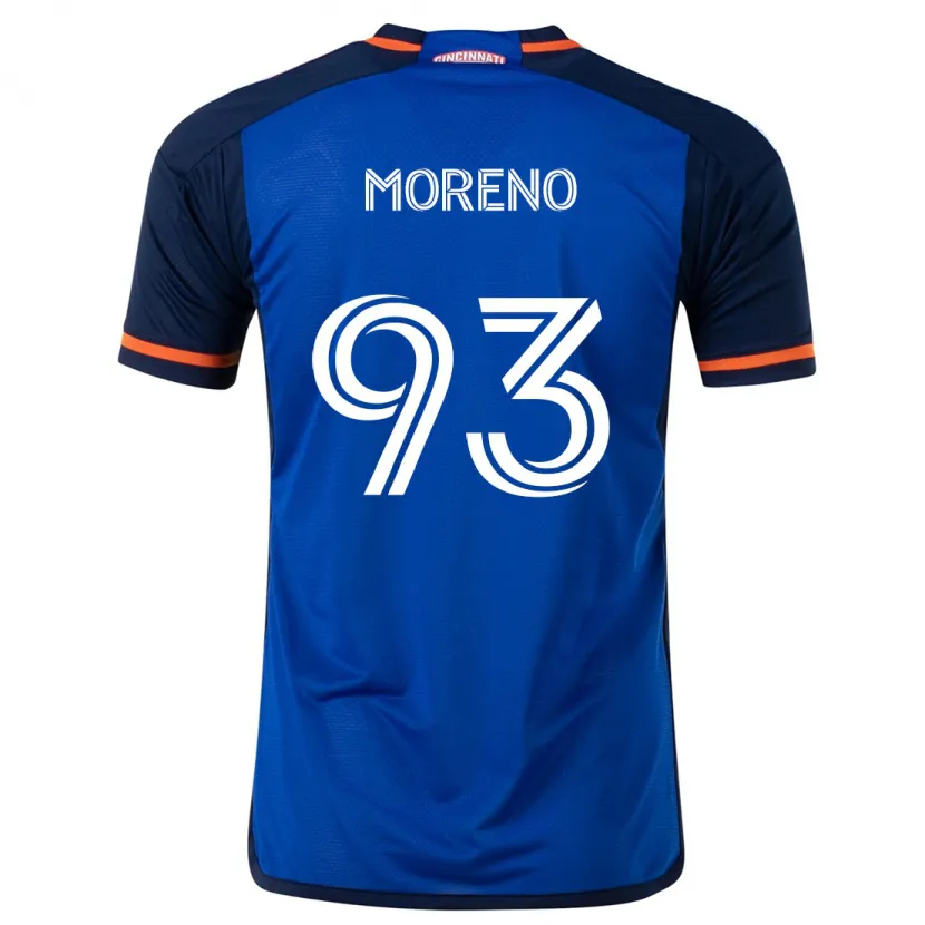 Danxen Enfant Maillot Júnior Moreno #93 Bleu Blanc Tenues Domicile 2024/25 T-Shirt