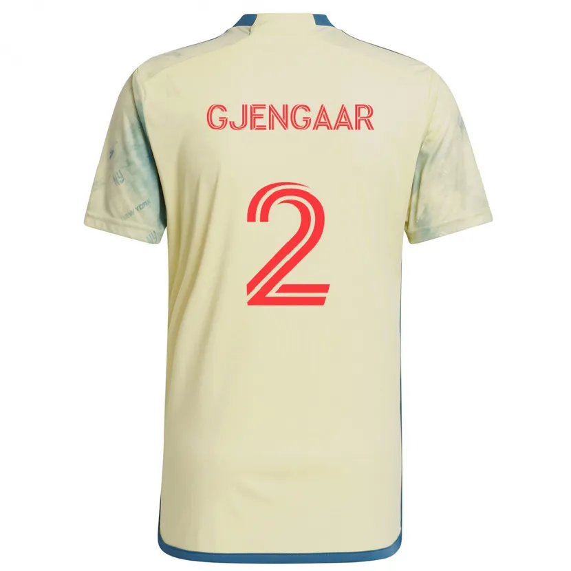 Danxen Enfant Maillot Dennis Gjengaar #2 Jaune Rouge Bleu Tenues Domicile 2024/25 T-Shirt