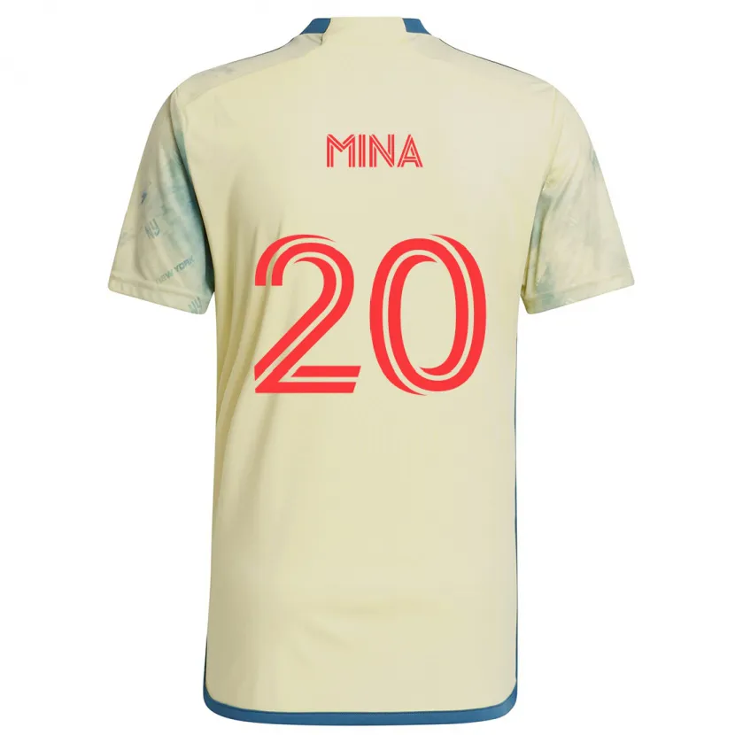 Danxen Enfant Maillot Juan Mina #20 Jaune Rouge Bleu Tenues Domicile 2024/25 T-Shirt