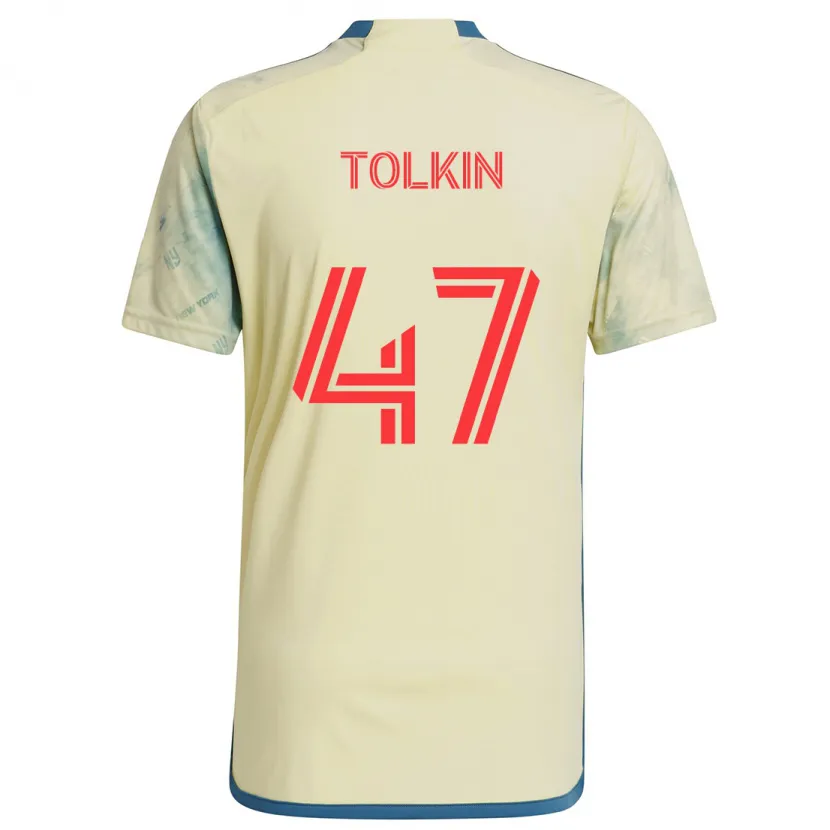 Danxen Enfant Maillot John Tolkin #47 Jaune Rouge Bleu Tenues Domicile 2024/25 T-Shirt