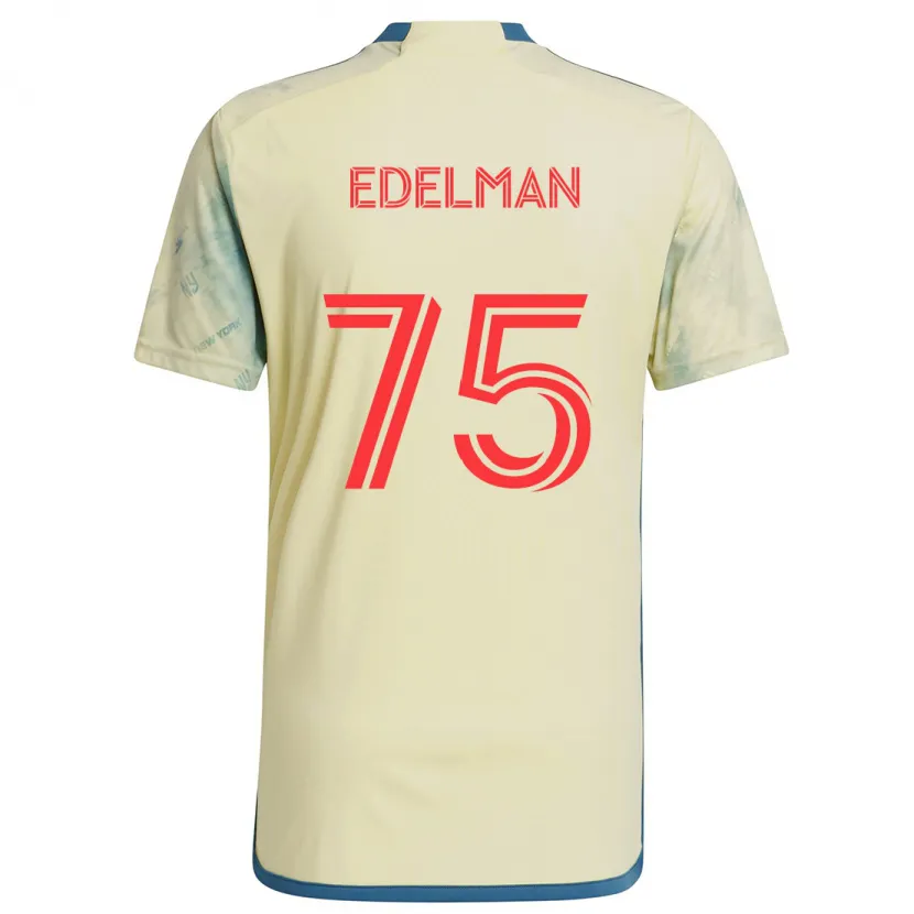 Danxen Enfant Maillot Daniel Edelman #75 Jaune Rouge Bleu Tenues Domicile 2024/25 T-Shirt