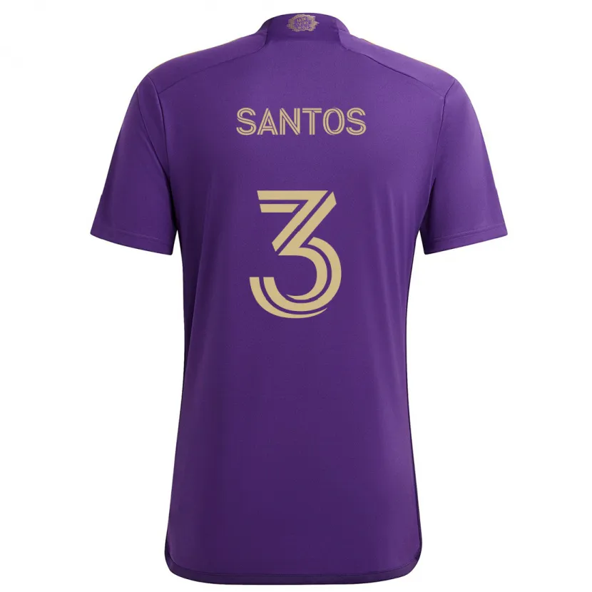 Danxen Enfant Maillot Rafael Santos #3 Violet Jaune Tenues Domicile 2024/25 T-Shirt