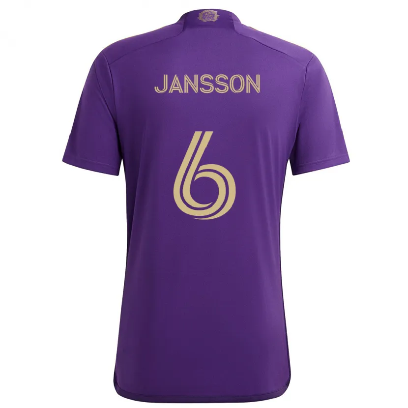 Danxen Enfant Maillot Robin Jansson #6 Violet Jaune Tenues Domicile 2024/25 T-Shirt