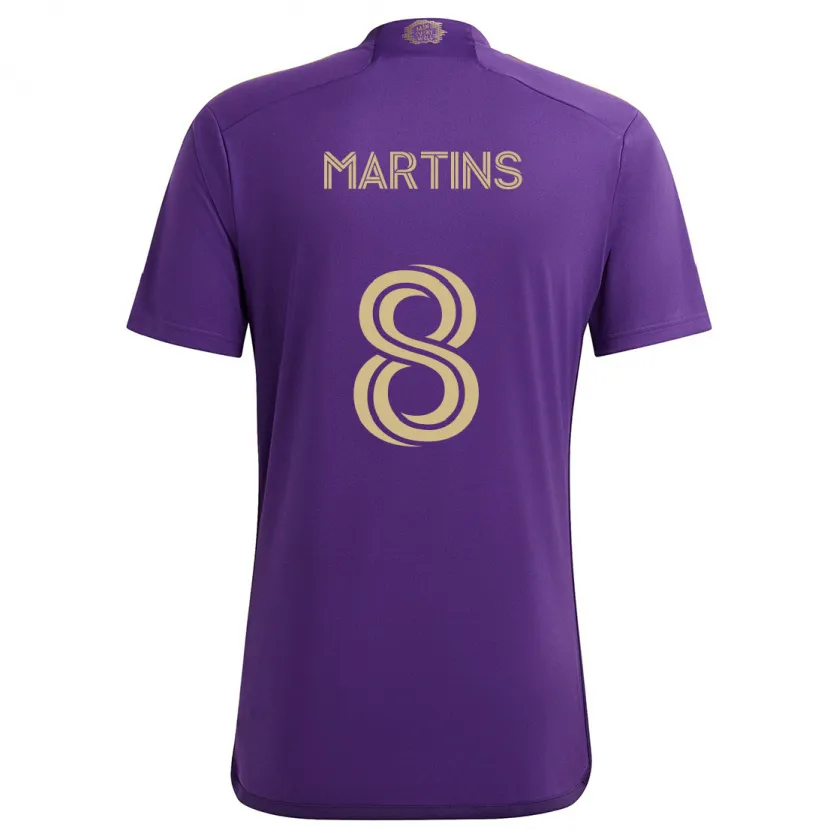 Danxen Enfant Maillot Felipe Martins #8 Violet Jaune Tenues Domicile 2024/25 T-Shirt