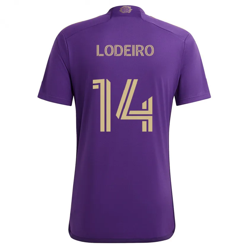 Danxen Enfant Maillot Nicolás Lodeiro #14 Violet Jaune Tenues Domicile 2024/25 T-Shirt