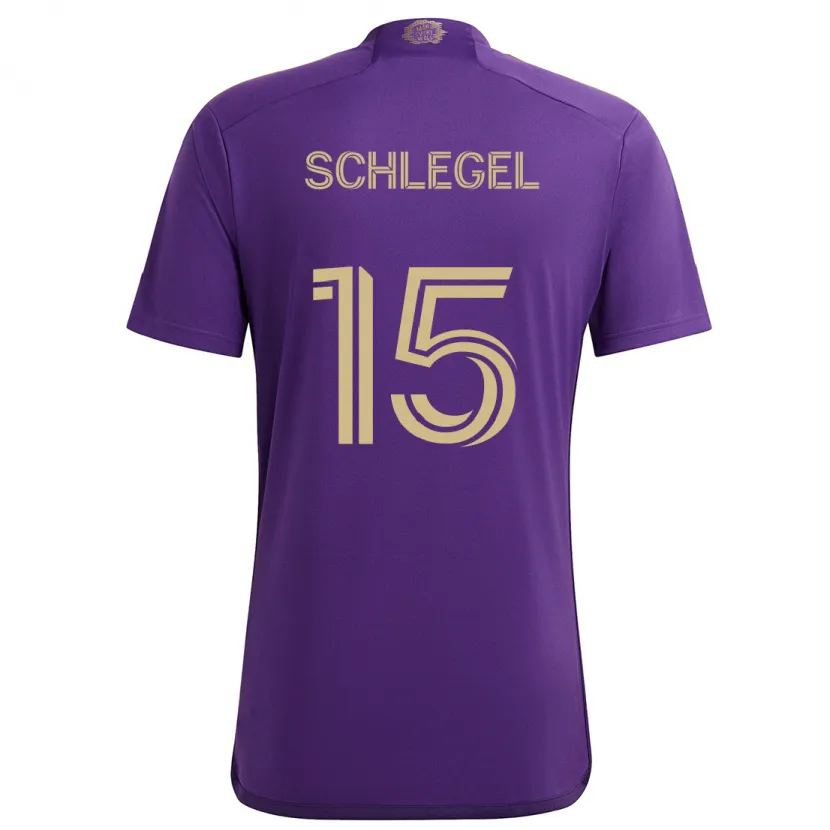 Danxen Enfant Maillot Rodrigo Schlegel #15 Violet Jaune Tenues Domicile 2024/25 T-Shirt