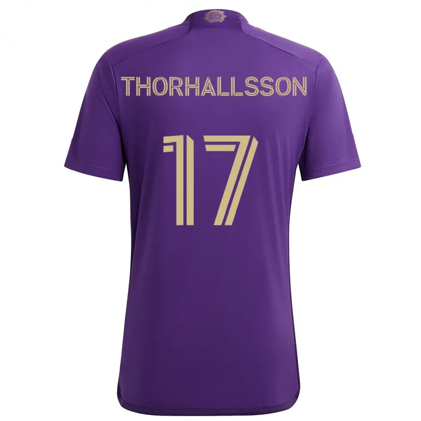 Danxen Enfant Maillot Dagur Dan Thórhallsson #17 Violet Jaune Tenues Domicile 2024/25 T-Shirt