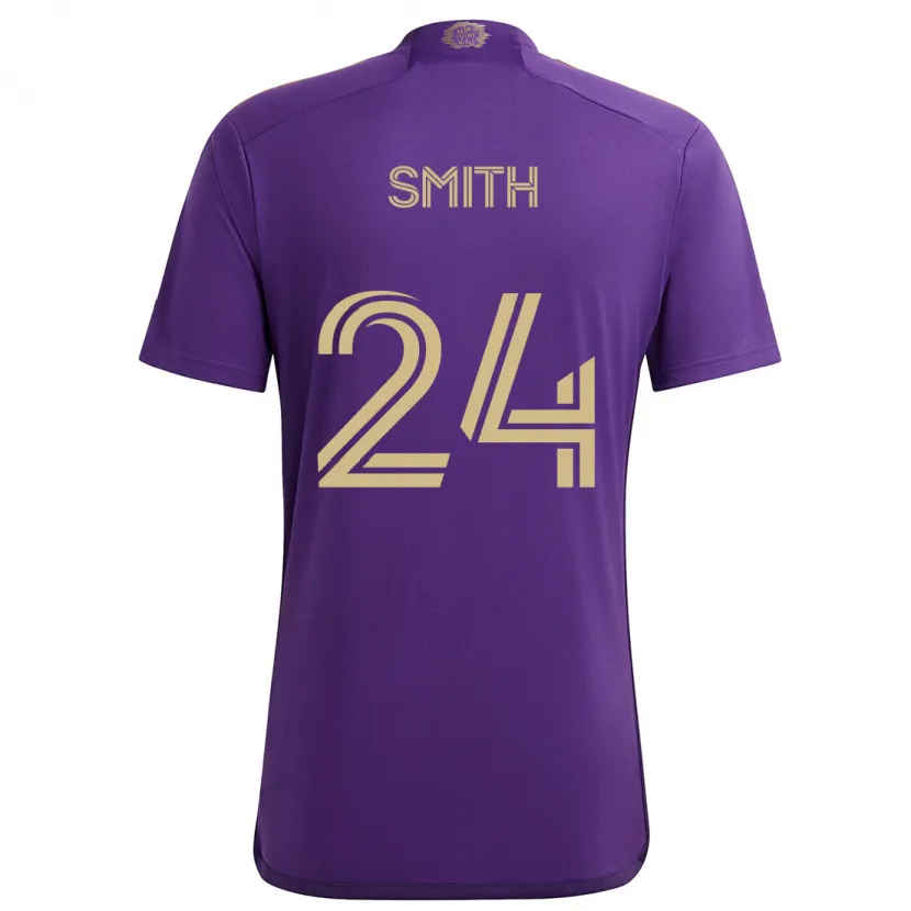 Danxen Enfant Maillot Kyle Smith #24 Violet Jaune Tenues Domicile 2024/25 T-Shirt