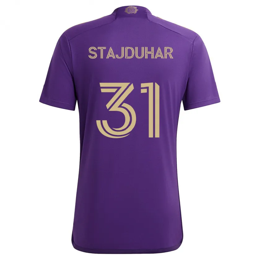 Danxen Enfant Maillot Mason Stajduhar #31 Violet Jaune Tenues Domicile 2024/25 T-Shirt