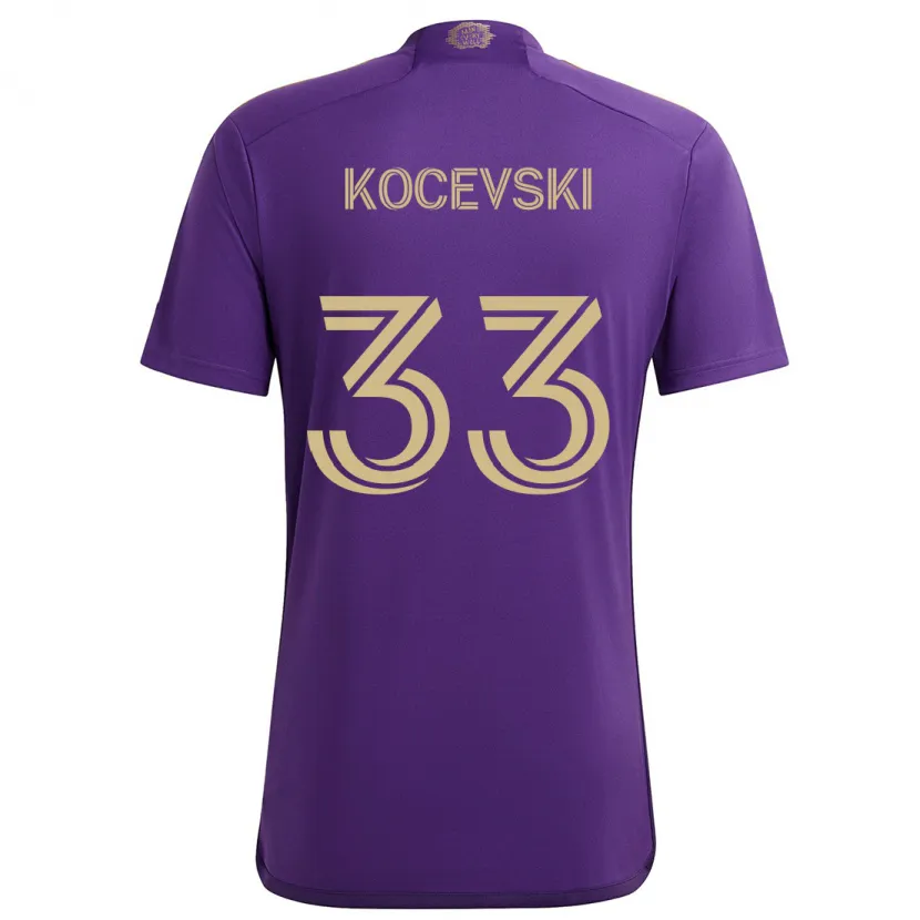 Danxen Enfant Maillot Jeorgio Kocevski #33 Violet Jaune Tenues Domicile 2024/25 T-Shirt