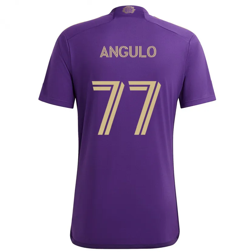 Danxen Enfant Maillot Iván Angulo #77 Violet Jaune Tenues Domicile 2024/25 T-Shirt