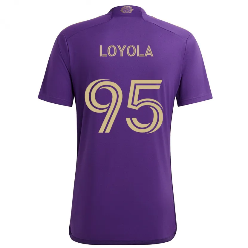 Danxen Enfant Maillot Favian Loyola #95 Violet Jaune Tenues Domicile 2024/25 T-Shirt