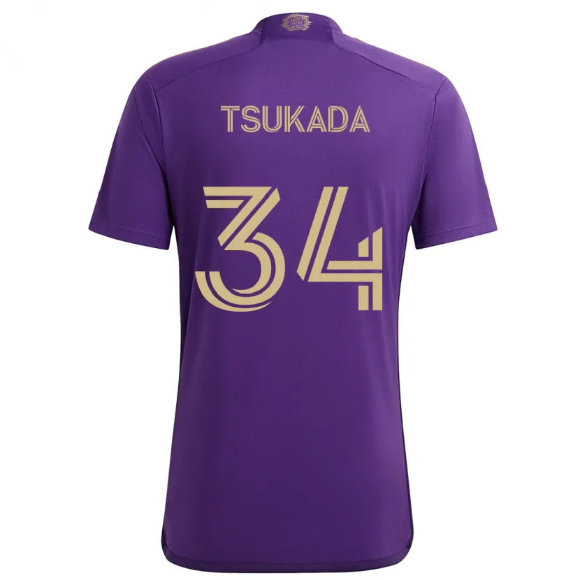 Danxen Enfant Maillot Yutaro Tsukada #34 Violet Jaune Tenues Domicile 2024/25 T-Shirt