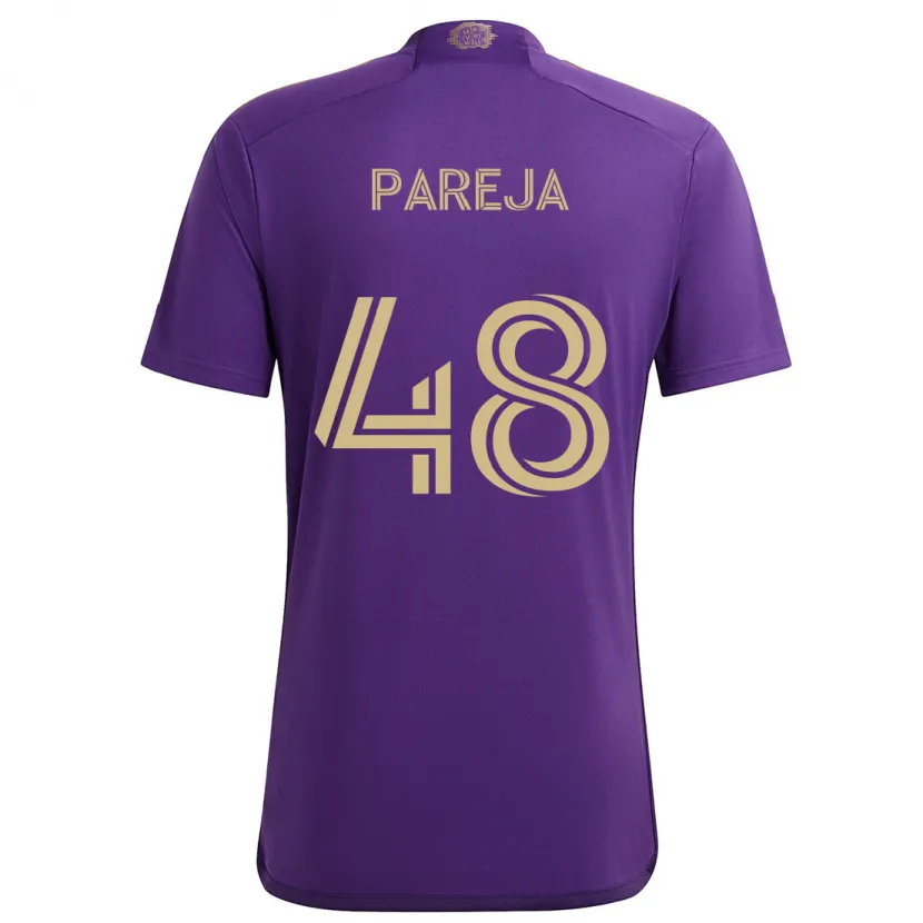 Danxen Enfant Maillot Diego Pareja #48 Violet Jaune Tenues Domicile 2024/25 T-Shirt