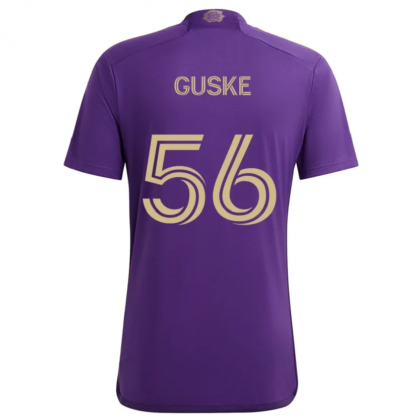 Danxen Enfant Maillot Colin Guske #56 Violet Jaune Tenues Domicile 2024/25 T-Shirt