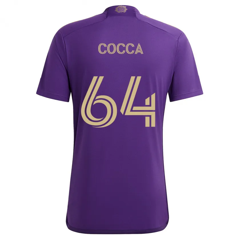 Danxen Enfant Maillot Manuel Cocca #64 Violet Jaune Tenues Domicile 2024/25 T-Shirt