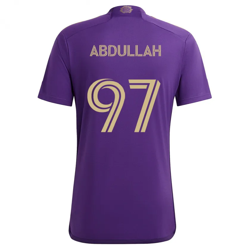 Danxen Enfant Maillot Majed Abdullah #97 Violet Jaune Tenues Domicile 2024/25 T-Shirt