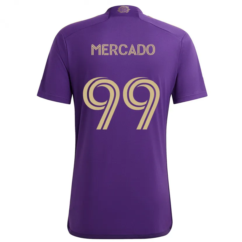 Danxen Enfant Maillot Carlos Mercado #99 Violet Jaune Tenues Domicile 2024/25 T-Shirt