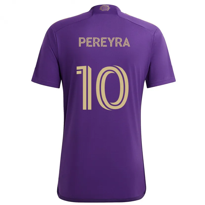 Danxen Enfant Maillot Mauricio Pereyra #10 Violet Jaune Tenues Domicile 2024/25 T-Shirt