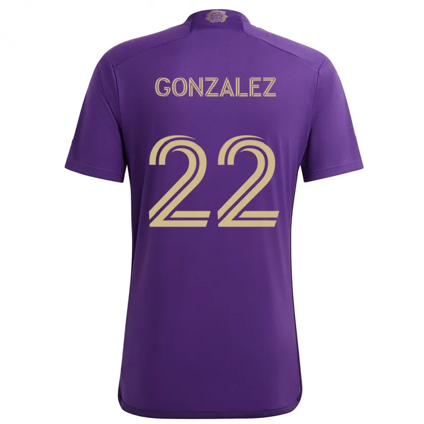 Danxen Enfant Maillot Gastón González #22 Violet Jaune Tenues Domicile 2024/25 T-Shirt