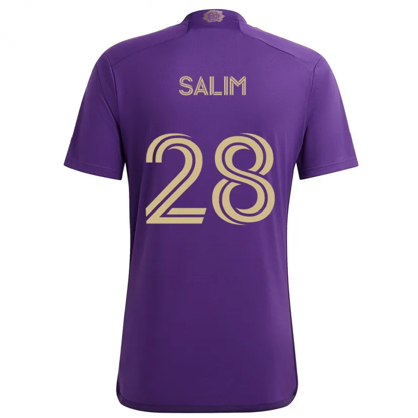 Danxen Enfant Maillot Abdi Salim #28 Violet Jaune Tenues Domicile 2024/25 T-Shirt