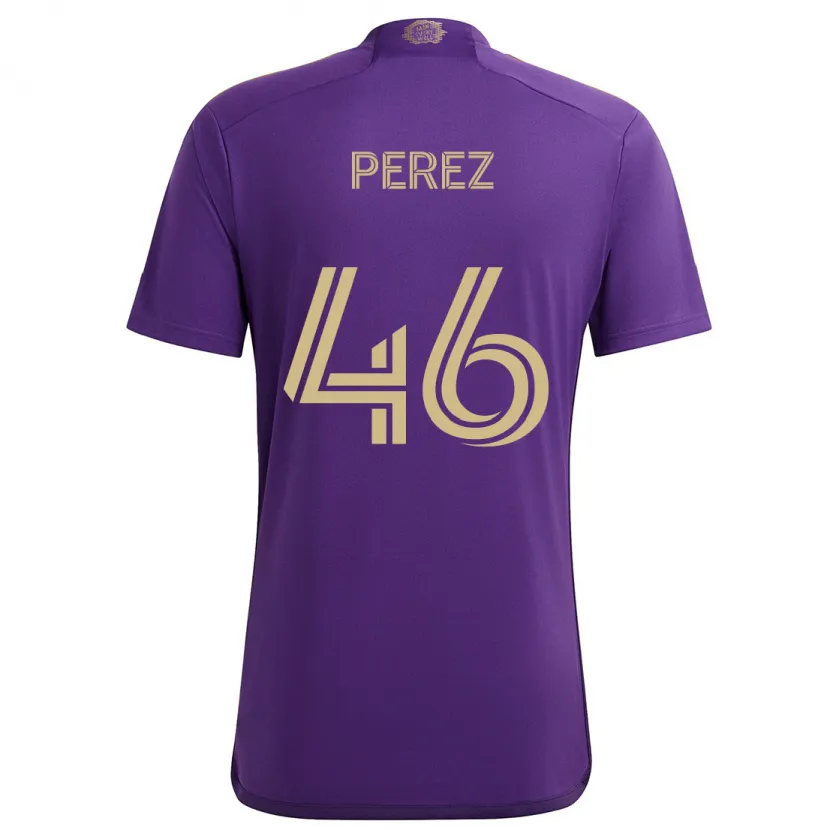 Danxen Enfant Maillot Franco Pérez #46 Violet Jaune Tenues Domicile 2024/25 T-Shirt