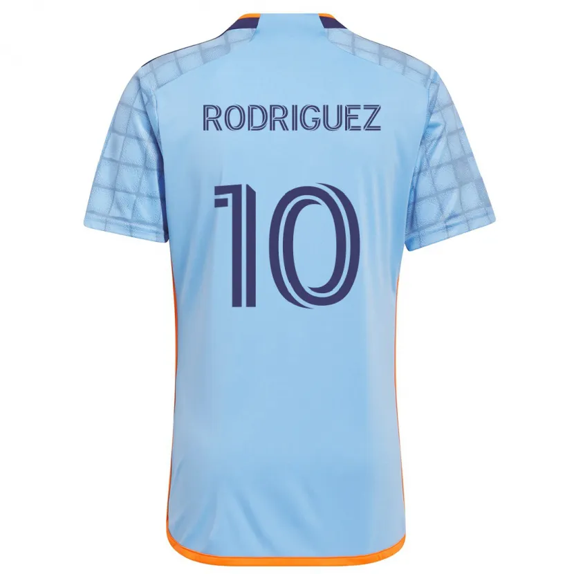 Danxen Enfant Maillot Santiago Rodríguez #10 Bleu Orange Tenues Domicile 2024/25 T-Shirt