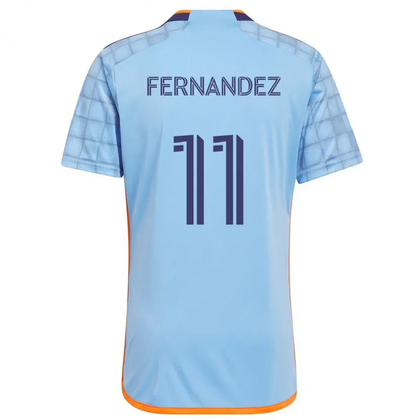 Danxen Enfant Maillot Julián Fernández #11 Bleu Orange Tenues Domicile 2024/25 T-Shirt