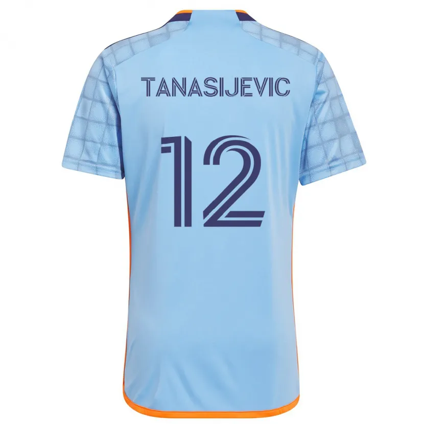 Danxen Enfant Maillot Strahinja Tanasijevic #12 Bleu Orange Tenues Domicile 2024/25 T-Shirt