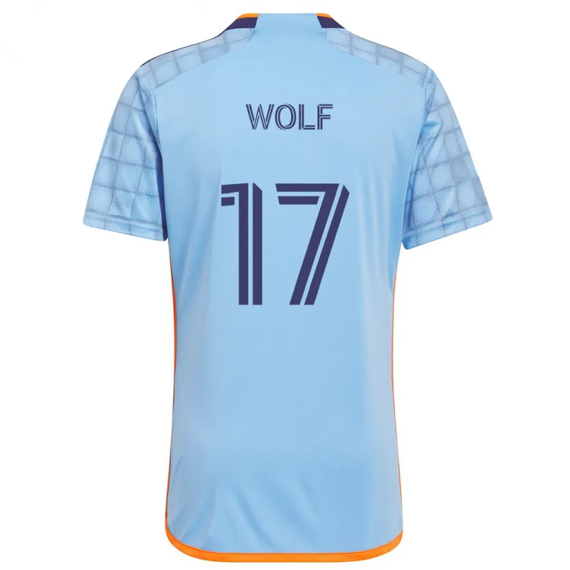 Danxen Enfant Maillot Hannes Wolf #17 Bleu Orange Tenues Domicile 2024/25 T-Shirt