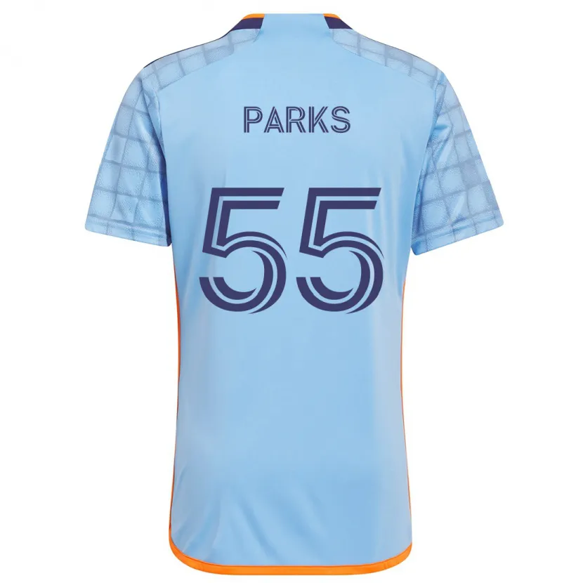 Danxen Enfant Maillot Keaton Parks #55 Bleu Orange Tenues Domicile 2024/25 T-Shirt